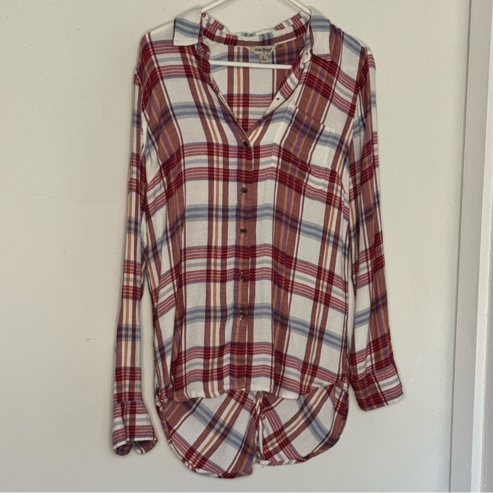 Lucky Brand Red and White Checkered Button-Down Shirt